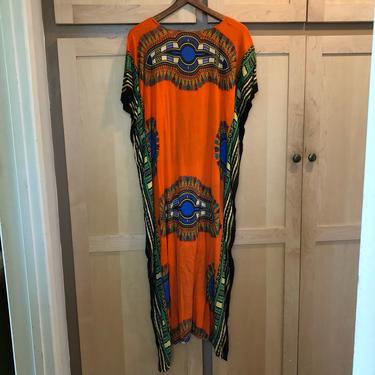 Vintage Kaftan- Batik Dress- Beach Cover Up- Festival Clothing- Burning Man Clothes- Comfy Dress- Maxi Dress- One Size fits Most 
