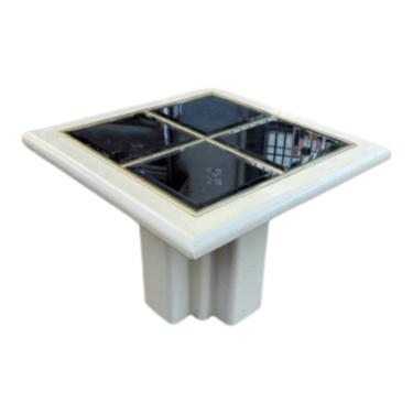 Black Mirrored Postmodern Cocktail Table Off White