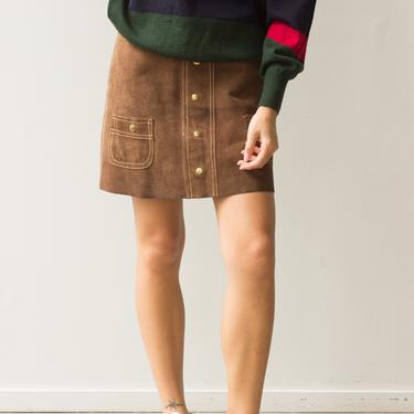 1970s Snap Front Suede Mini Skirt 