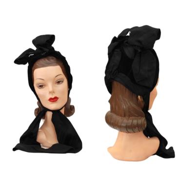 Victorian Black Bonnet with Jet Bead Details - 1800s Black Bonnet - 1800s Womens Hat - Victorian Black Bonnet - Victorian Womens Hat 