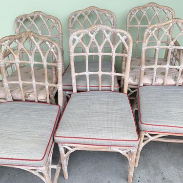 Set of Six McGuire Cathedral Dining Chairs