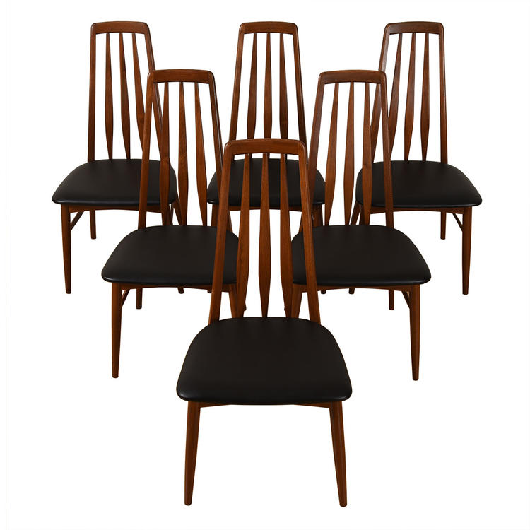 Walnut Set of 6 Koefoeds Hornslet Danish Dining Chairs
