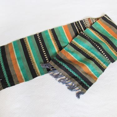 Vintage Woven Tribal Style Table Runner - in Pink, Black, Teal and Grey 