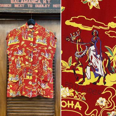 Vintage 1940’s “Hale Hawaii” Land of Aloha Rayon Teatimer Hawaiian Shirt, 40’s Hawaiian Shirt, 40’s Rayon Shirt, Vintage Clothing 