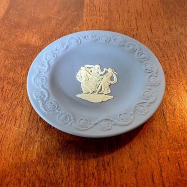 Vintage Wedgwood Pale Blue Jasperware Small Round Dish Three Graces 