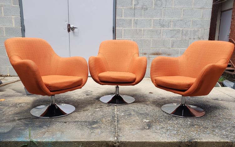 Contemporary Modern Orange Swivel Chairs