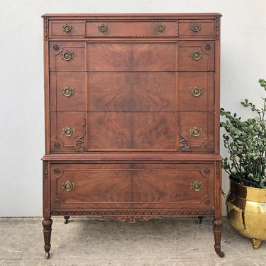 Antique Highboy with Mirror and Cedar Chest Drawer