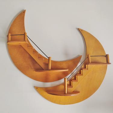 Vintage Pair of Display Shelves - Handmade Half Moon Steps 