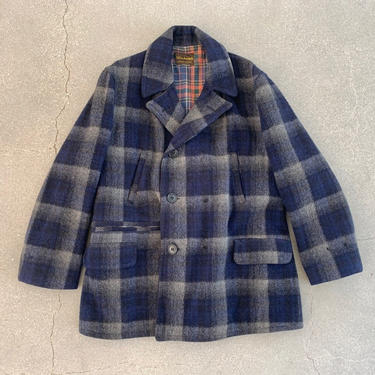 Vintage 1940s Windward Winter Coat | wool work Jacket by woodward outdoor clothing | Cool chain zipper pocket detail | 