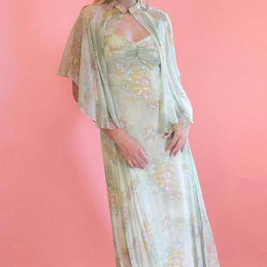 Mint Julep Floral Dress with Cape 