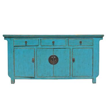 Chinese Distressed Rustic Blue Sideboard Buffet Table Cabinet cs5145S