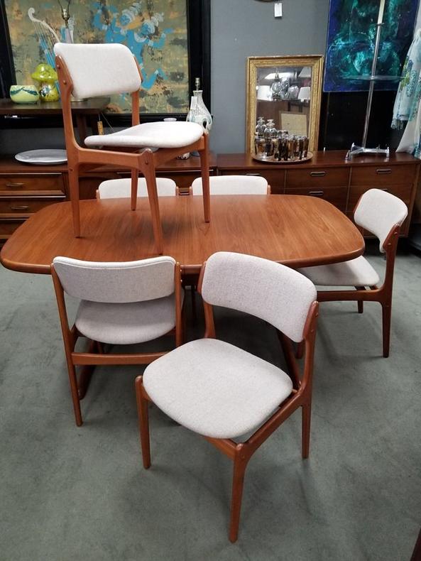                   Set of six Danish Modern teak dining chairs by Erik Buch