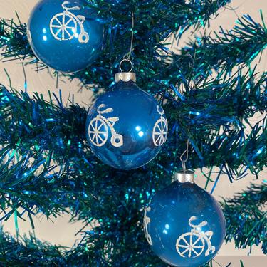 Set of 3 Blue Tricycle Holiday Ornaments (#C17) 