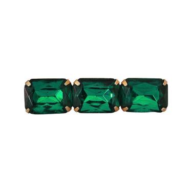1950s Green Emerald Cut Glass Bar Brooch - 1950s Cut Glass Brooch - 1950s Green Glass Brooch - 1950s Green Brooch - Vintage Green Brooch 