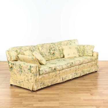 Yellow Floral 3 Seater Sofa w/ Throw Pillows