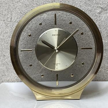 Seiko Round Brass Floating Desk Clock 