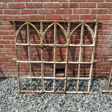 English Cast Iron Gothic Prison Cell Windows 1800s Garden Art Mirror 