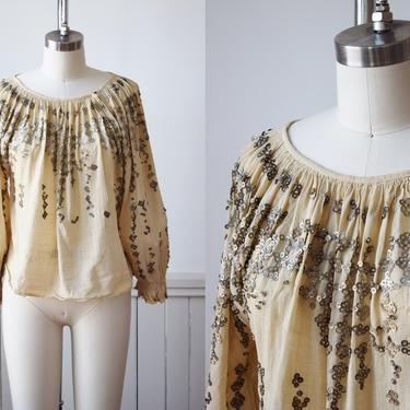 Antique  Peasant Blouse with Spangles | S/M | wounded bird 