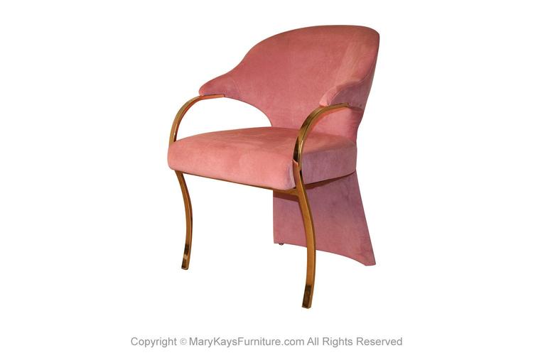 Vintage Carson’s Art Deco Hollywood Regency Brass Arm Cantilever Chair 