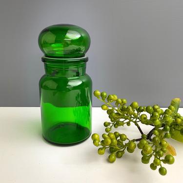 Belgium green glass apothecary jar - 1970s vintage 