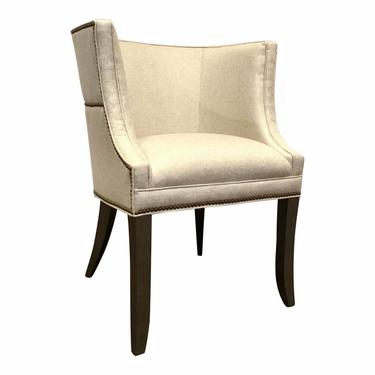 Hickory White Transitional Oatmeal Linen Blend Barrel Back Lounge Chair 4831-01
