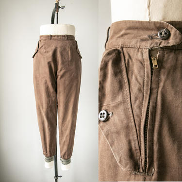 1940s Ski Pants Cotton High Waist Sportswear S 