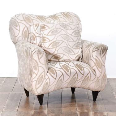 Contemporary Upholstered Armchair W/ Geometric Pattern