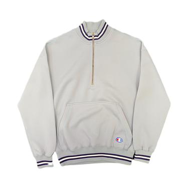(L) Vintage 80’s Japanese Champion Grey Quarter-Zip Sweatshirt 112421 RK
