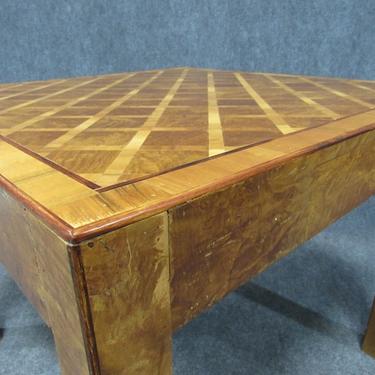Art Deco Walnut Burl Wood and Birch Occasional / Game Table