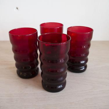 Red Bubble Glasses - Set of 4