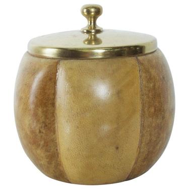 ALDO TURA Goatskin Parchment Barware Covered Bowl Brass Lid ITALY 