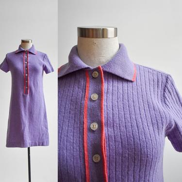 Vintage 70s Purple Sweater Dress 