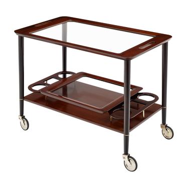 Mahogany and Glass Bar Cart