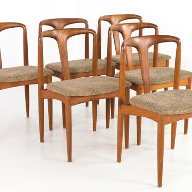 Johannes Andersen Juliane Style Mid Century Teak Dining Chairs - Set of 6 - mcm 