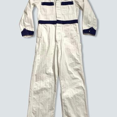 Vintage 1950s/1960s HERRINGBONE TWILL Coveralls ~ size 38 (extra small to small) ~ Work Wear ~ HBT ~ Boiler Suit 