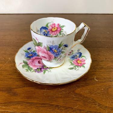 Vintage Aynsley China Crocus Demitasse Tea Cup and Saucer Floral Pattern 