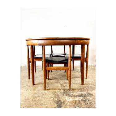 Mid Century Danish Modern Dining Table and Chairs Hand Olsen 