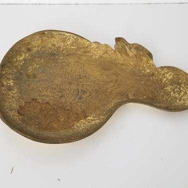 Vintage Hammered Solid Brass Pear Shape Decorative Fruit Tray . 