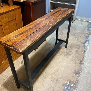 Locally made reclaimed wood console table, 48”L x 10”W x 30”T