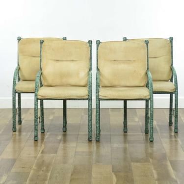 Set 4 Art Deco Patina Finish Patio Chairs 