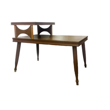 Vintage End Table - Mid Century Modern Step End Table, Vintage 2 tier Side Table Vintage Furniture, Faux Wood Grain Table, Retro Living Room 