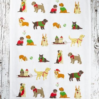Holiday Pups Tea Towel