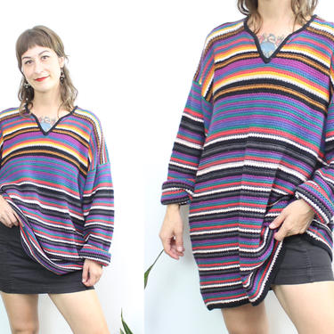 Vintage 90' Striped Cotton Ramie Sweater / 1990's Rainbow Striped Sweater / Women's Size Small Medium Large XL by Ru