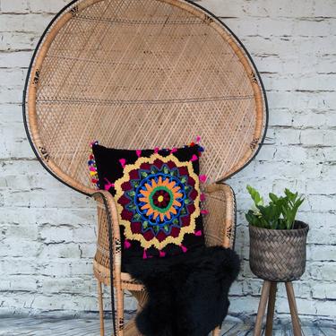 SHIPPING NOT FREE! Vintage Wicker Peacock Chair/ Wicker high back chair/  rattan chair 