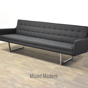 Charcoal Grey &amp; Chrome MCM Sofa by Patrician 