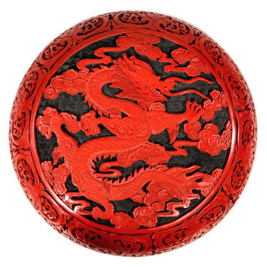 Antique Chinese Large Domed Cinnabar Box 