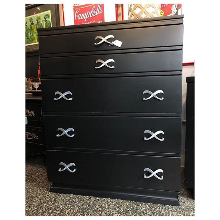 Black painted chest of drawers 34 W x 19 D x 43 H 