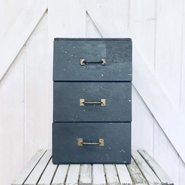 Small Grey Crate Drawers | Vintage Wooden Cabinet | Primitive Wooden Box with Drawers | Wood Crate | Storage Drawers | Rustic Cupboard 