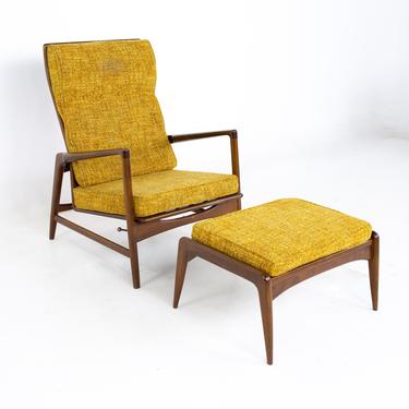 Kofod Larsen for Selig Mid Century High Back Lounge Chair and Ottoman - mcm 