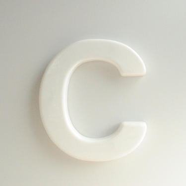 Vintage Sign Letter C, White Plastic Letter C 